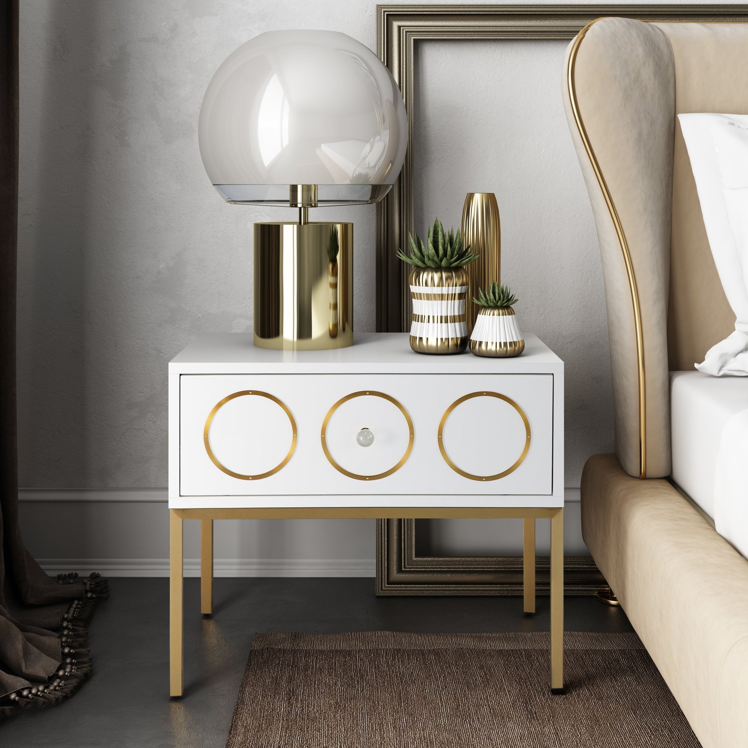 Ella white and gold nightstand from tov coleman furniture