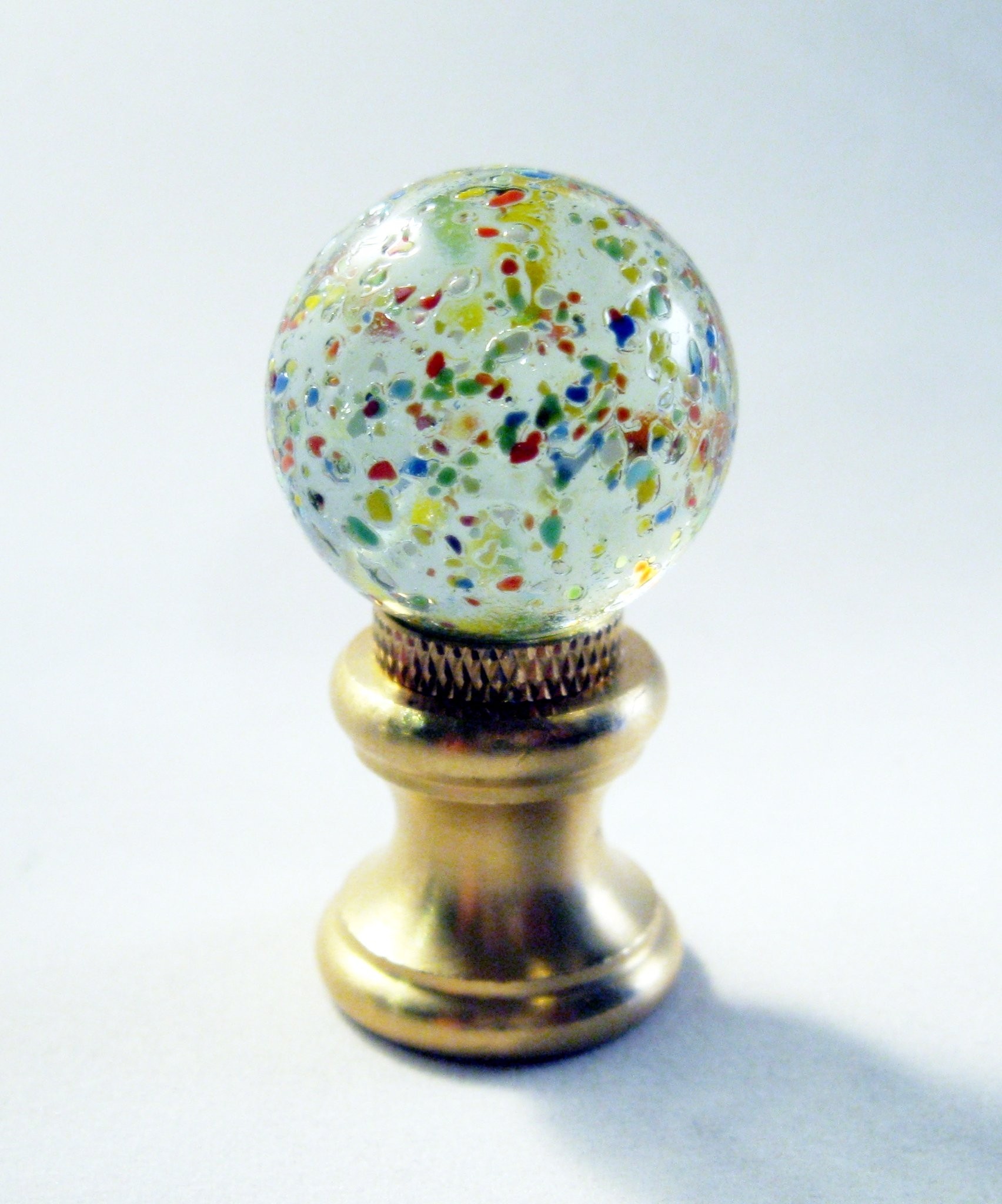 Glass orb lamp finial confetti polished brass finish 1