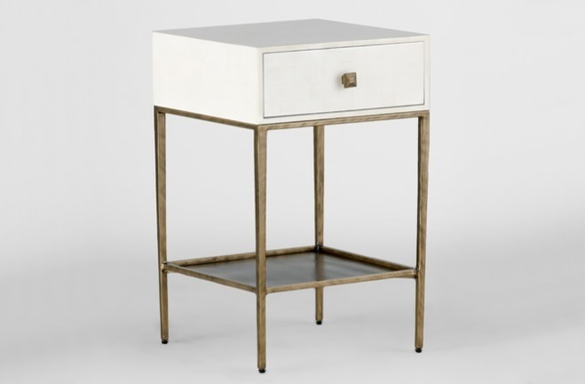 Gold and white nightstand may by gabby