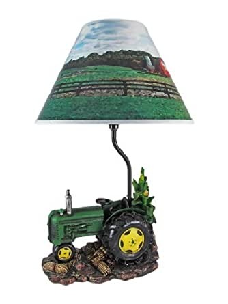 Green farm tractor 19 inch table lamp country john deere