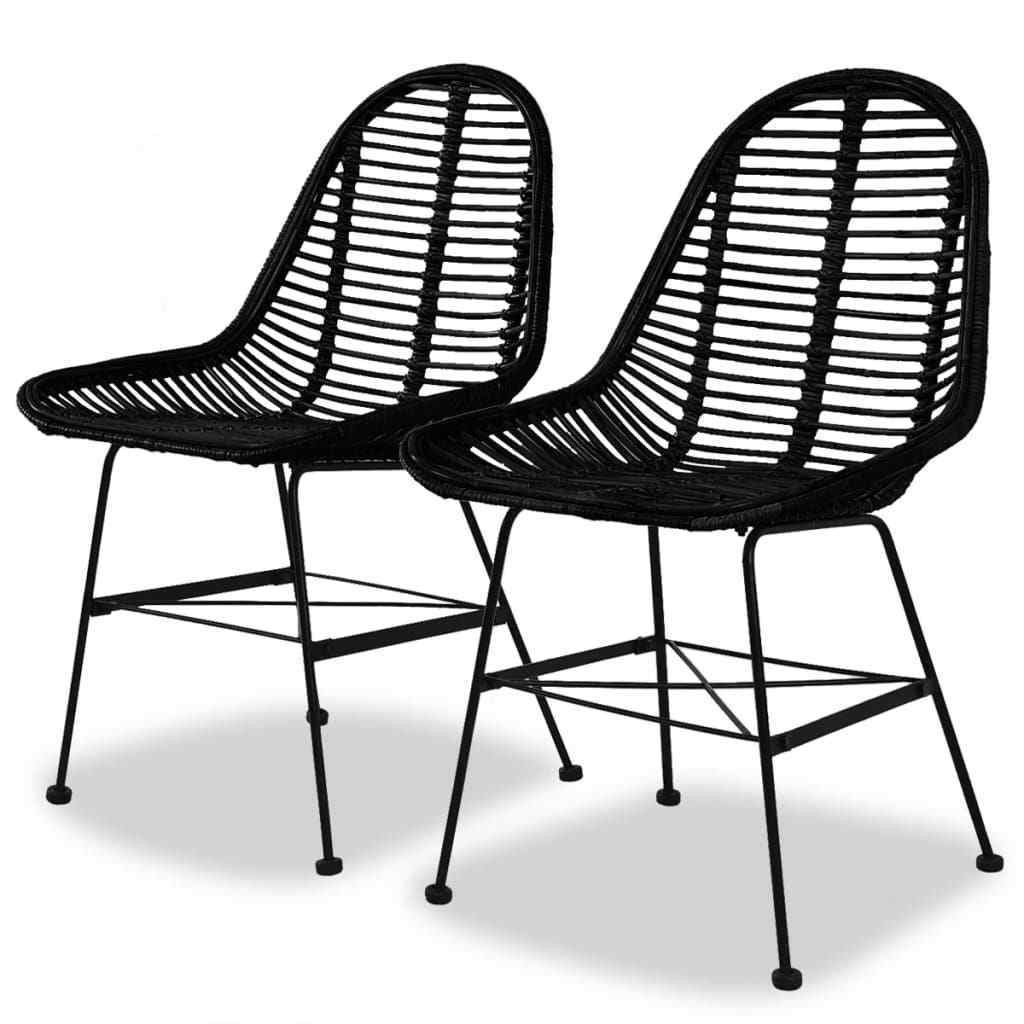 H4home set of 2 rattan dining chairs iron legs black
