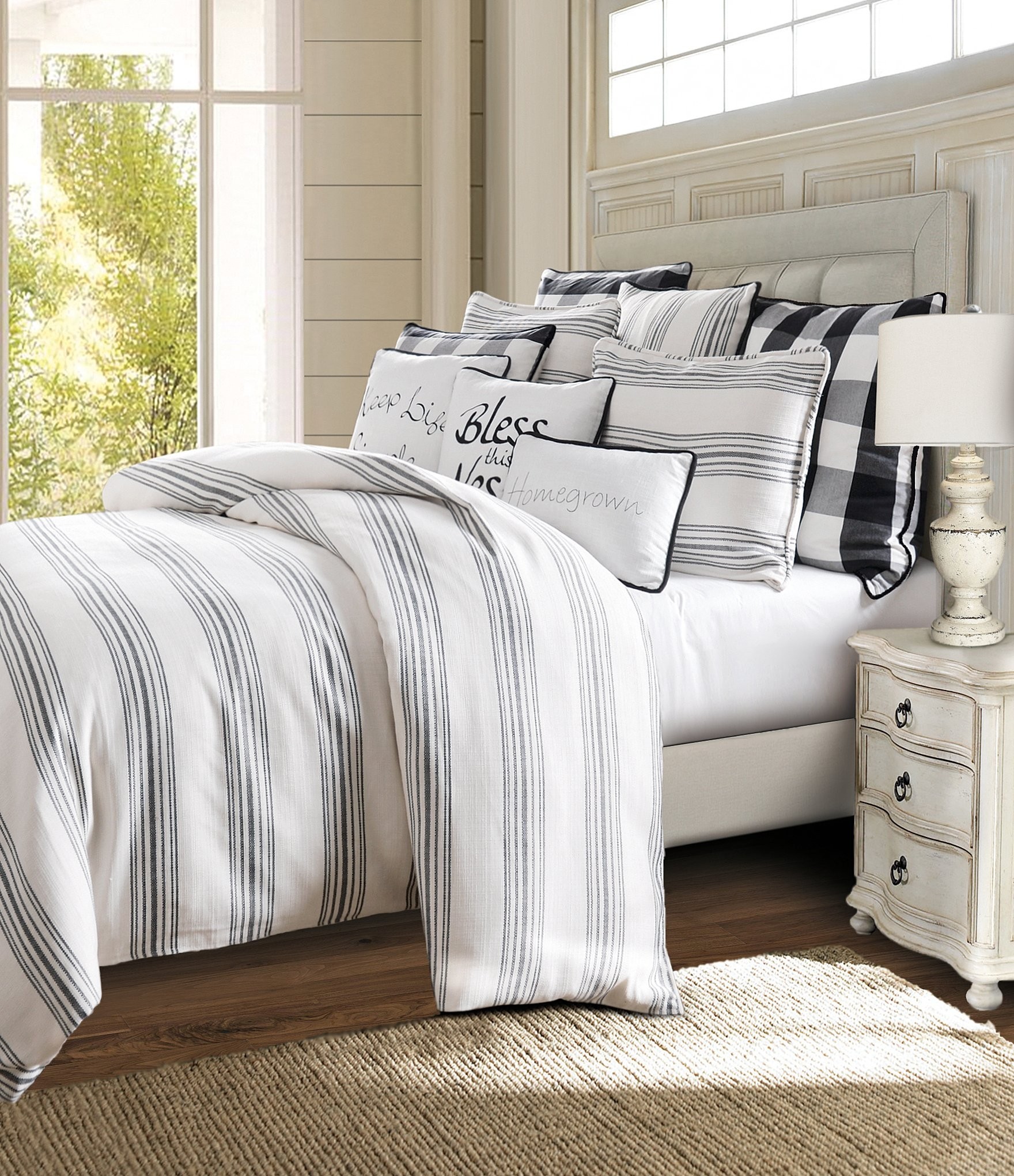 Hiend accents blackberry vintage striped comforter mini 1