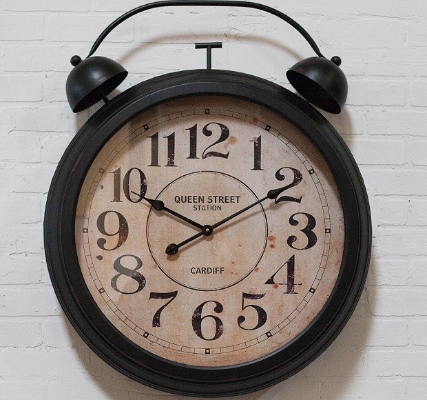 Huge wall clock with alarm bells oversized wall clock