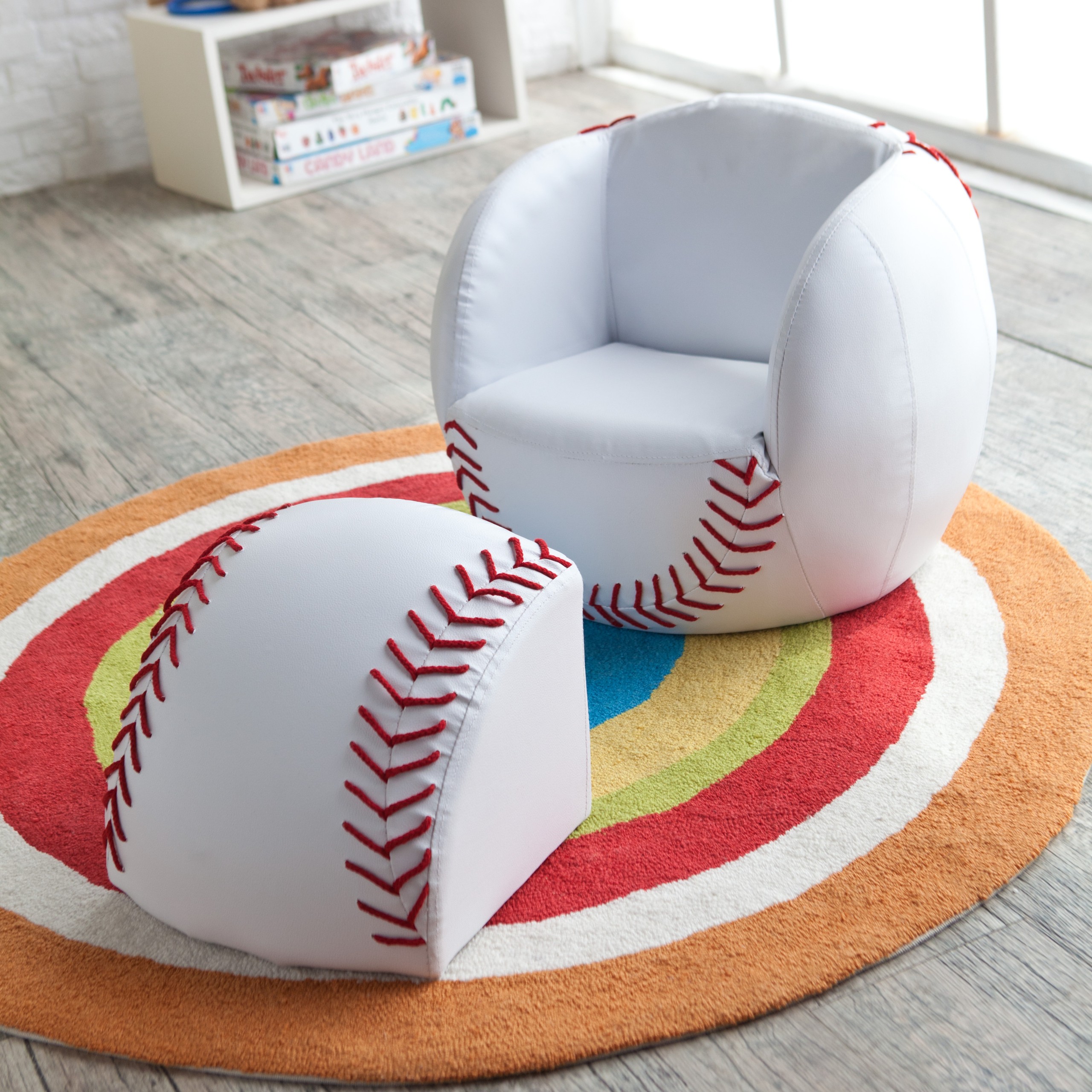 Kids baseball sports chair with ottoman at hayneedle
