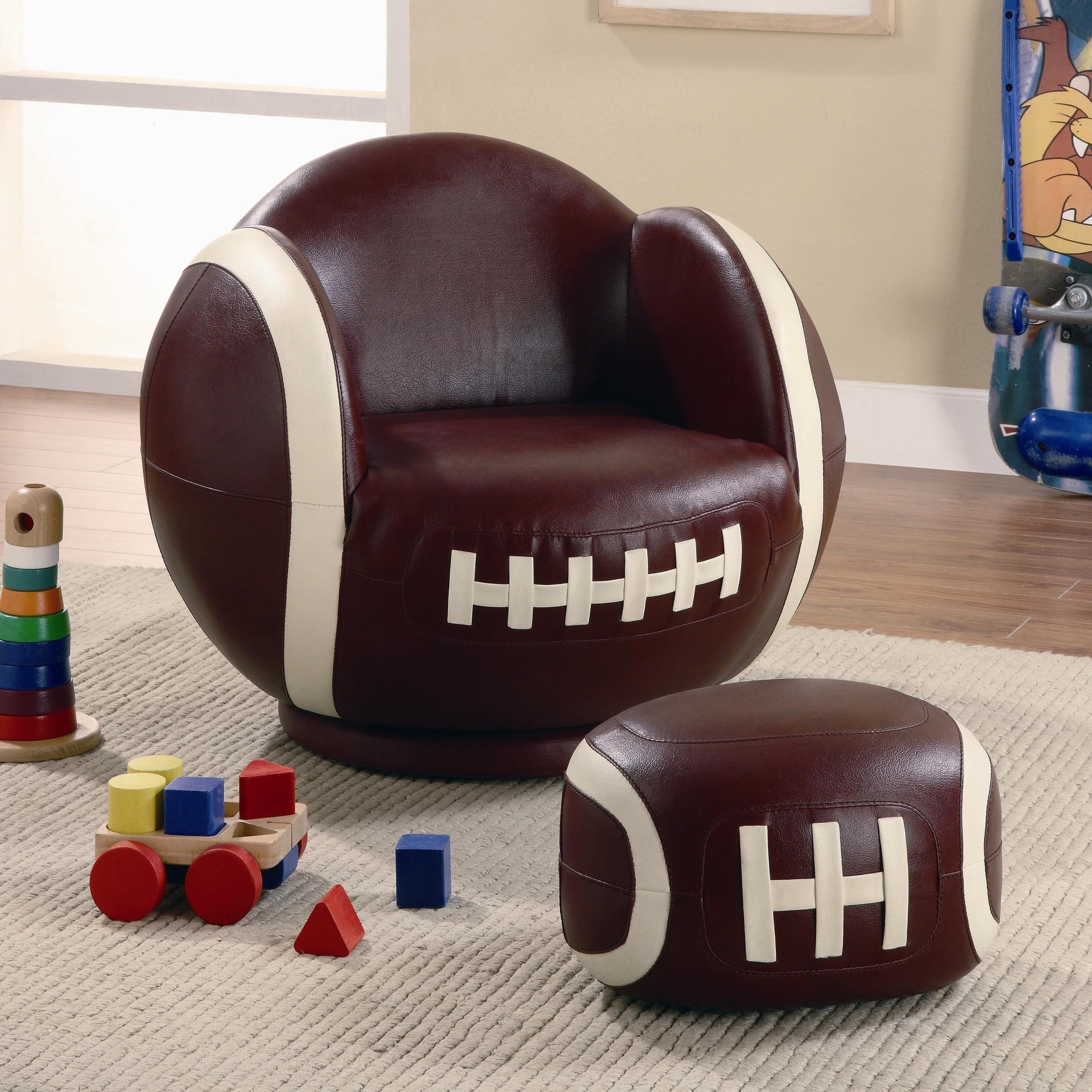 Kids sports chairs small kids football chair and ottoman