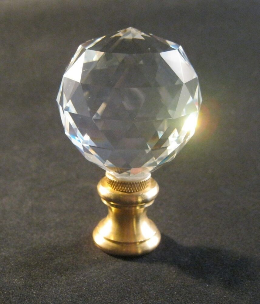Lamp finial faceted crystal ball lamp finial w solid brass