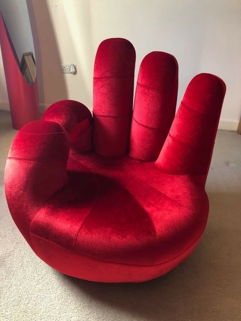 Large modern velvet red hand swivel chair in ballyclare