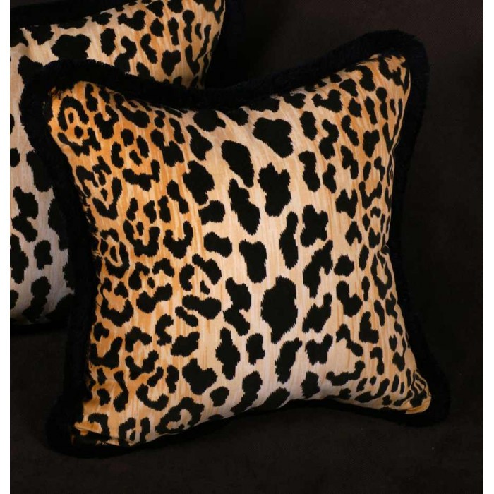 Leopard print velvet decorative throw pillow
