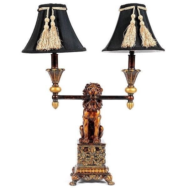 Lion table lamp double shade gold black classic new