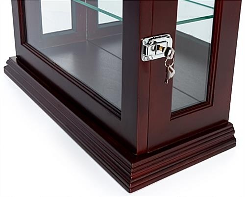 Mahogany countertop curio cabinet locking glass door 1