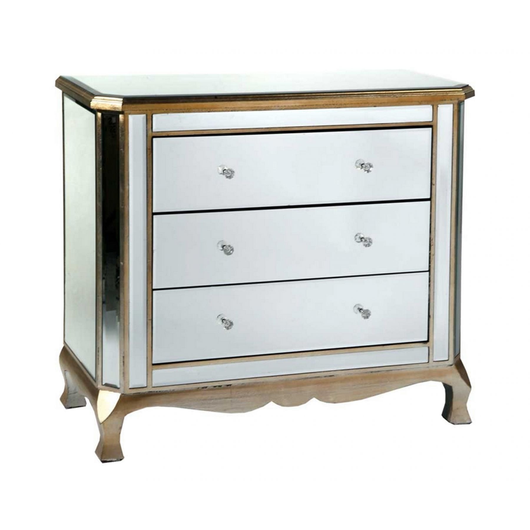 Mirrored chest of drawers gold trim venetian furniture