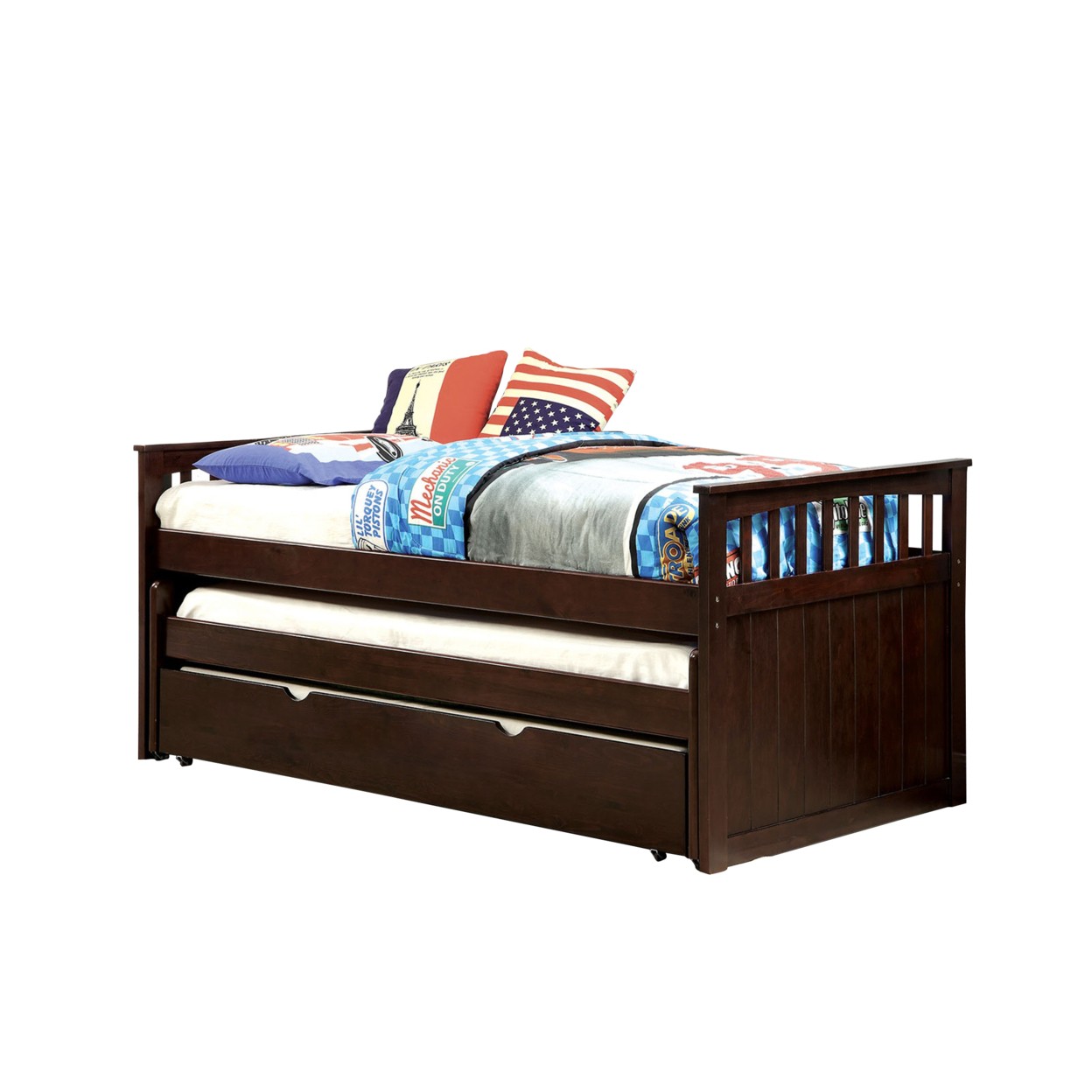 Mission style wooden daybed with slatted design espresso