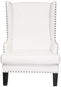 Nailhead wingback chair white leather designer8 1