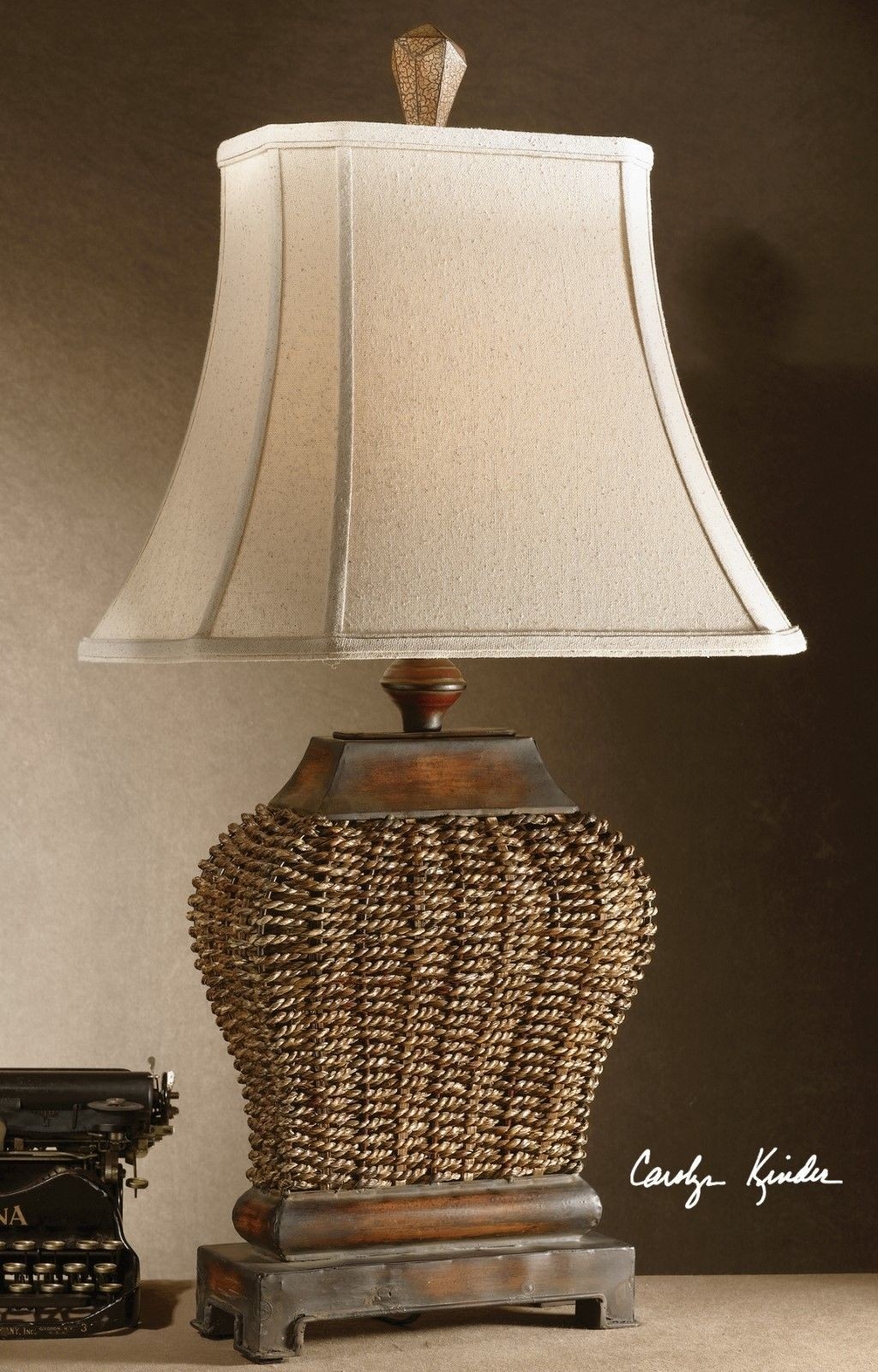 New rich rattan weave metal table lamps aged finish look