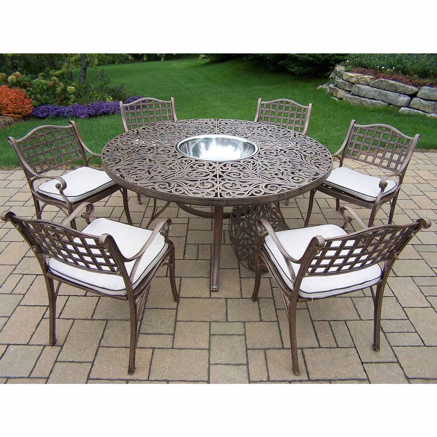 Oakland living mississippi 8pc round patio dining set with