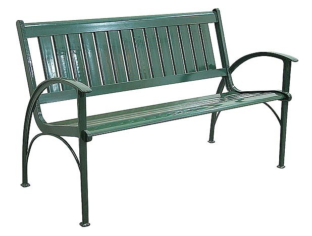 Patio furniture bench contemporary cast aluminum dark green