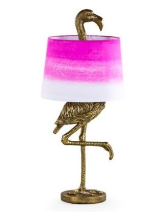 Pink flamingo table lamp gold bird quirky fun light