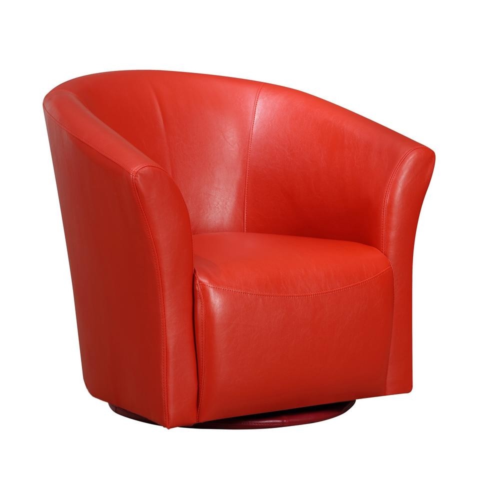 red leather swivel club chair