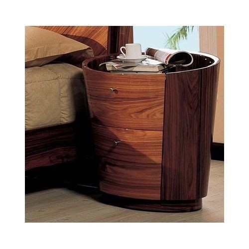 Round curved top nightstand night stand 2 drawers bedroom