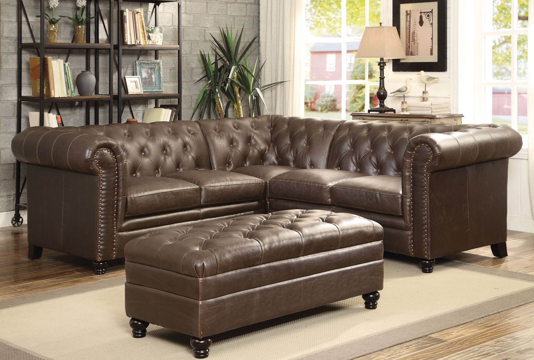 Roy traditional brown bonded leather pocket coil seating