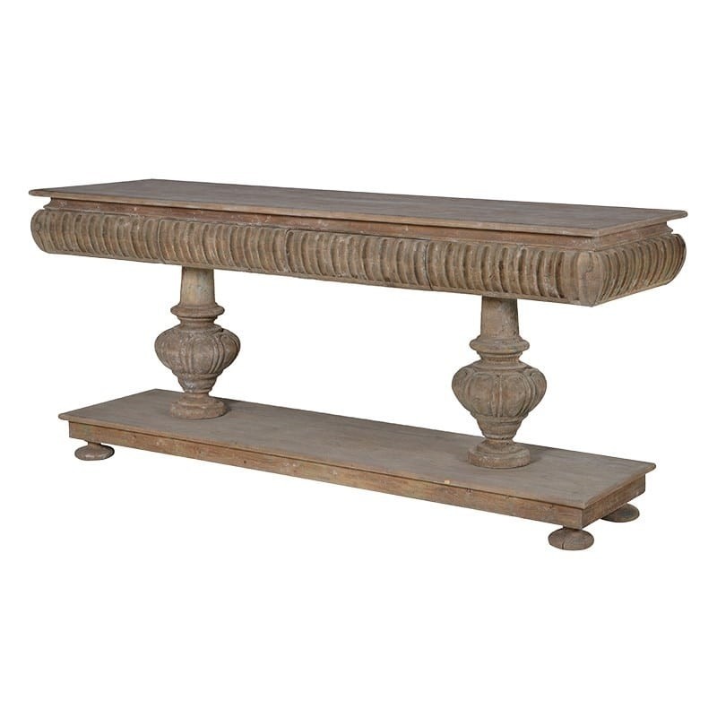 Rustic large pedestal console table furniture la maison 1