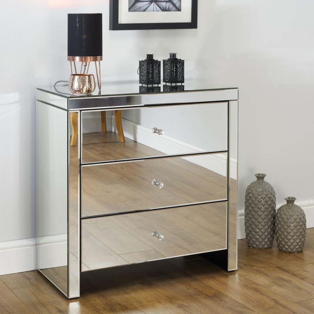 Seville mirrored 3 drawer chest