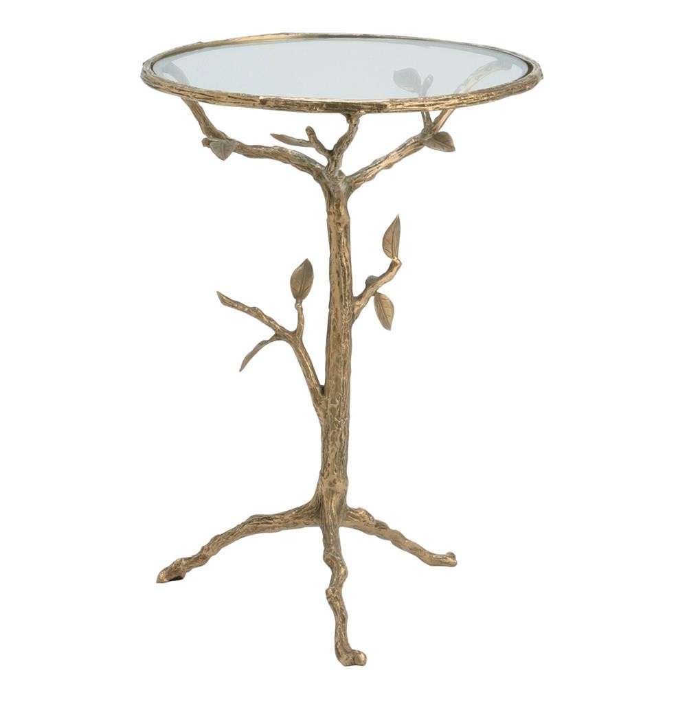 Sherwood sculpted tree branch antique brass side table s 1