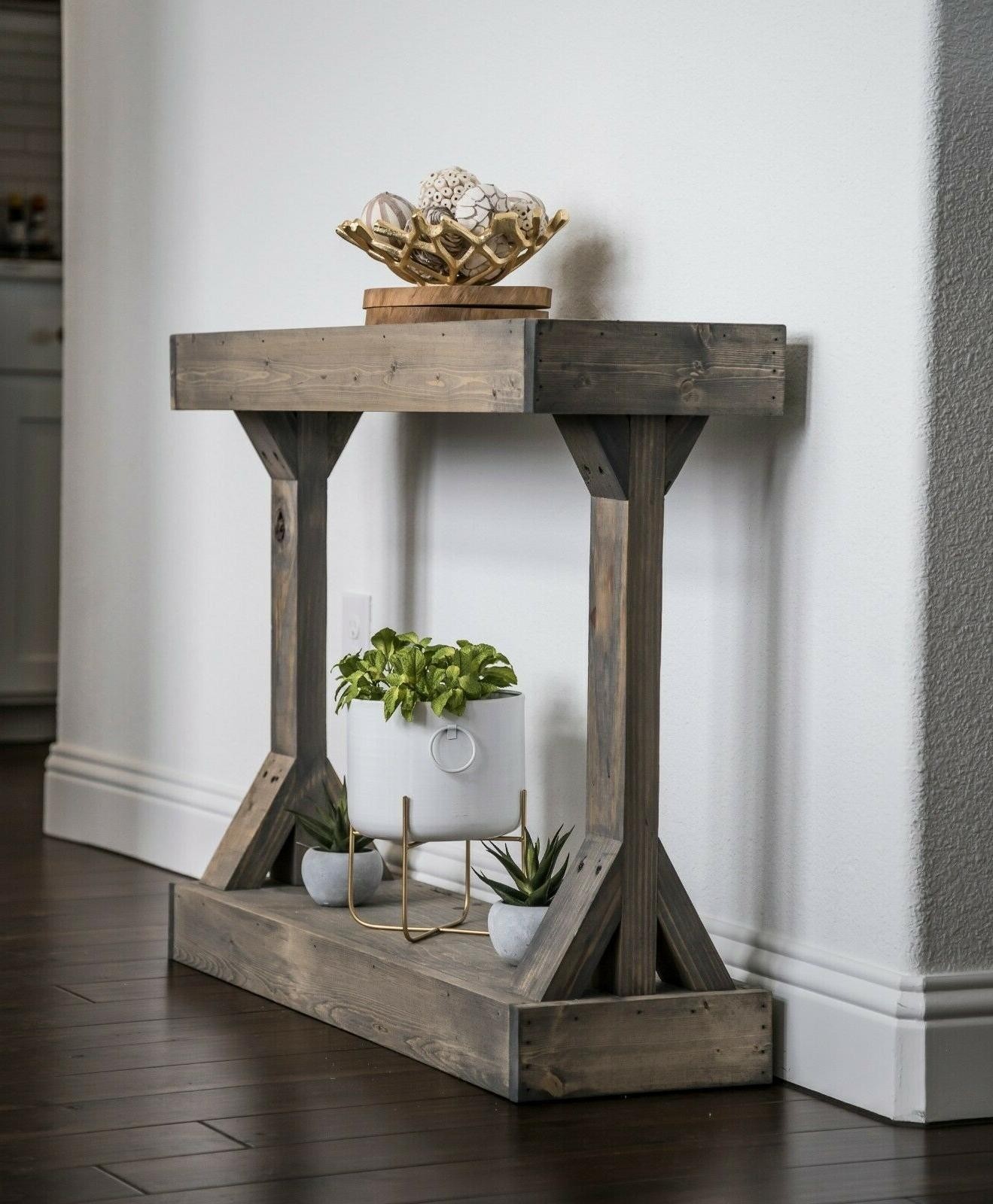 Small console table hand crafted country pedestal country