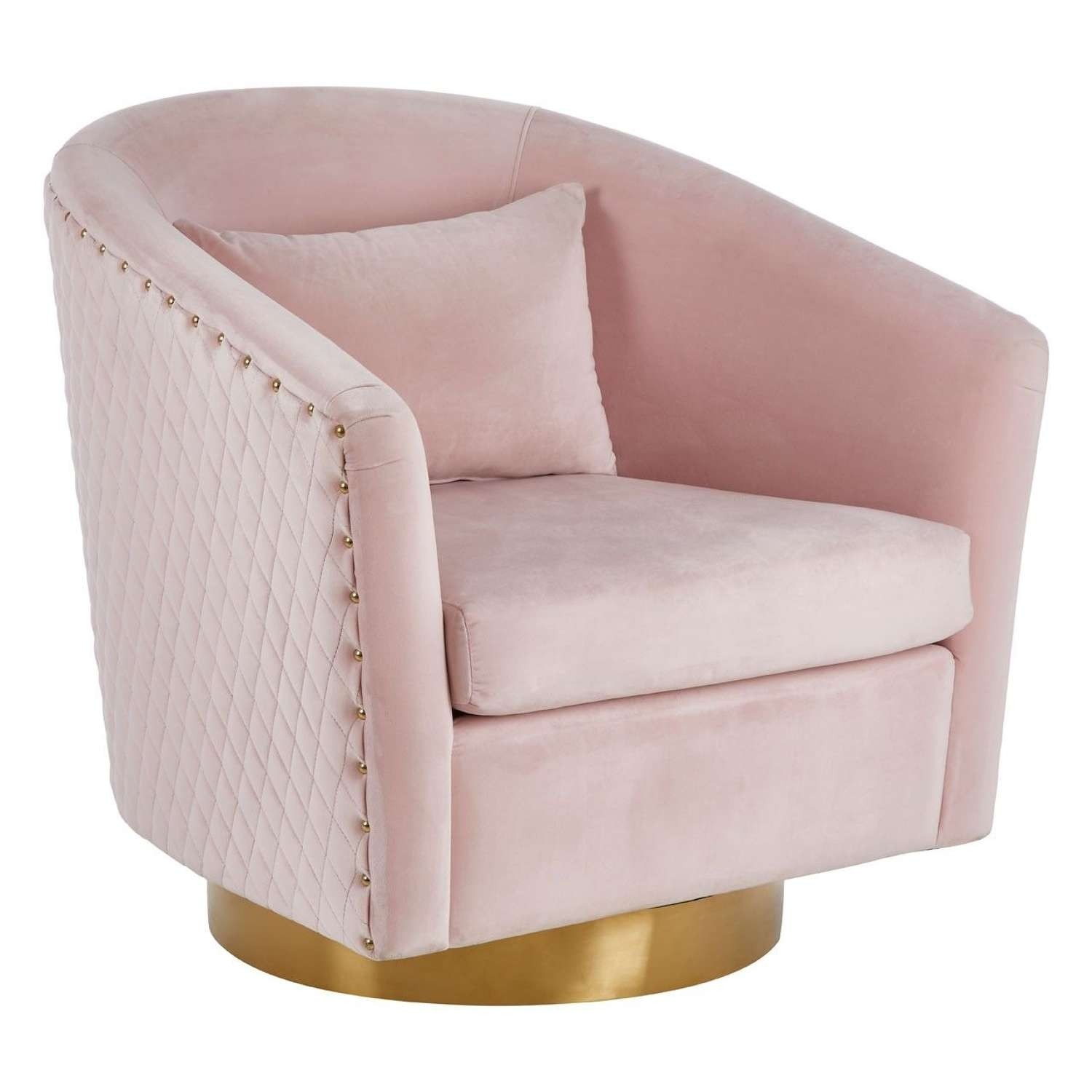 Soft pink velvet swivel chair