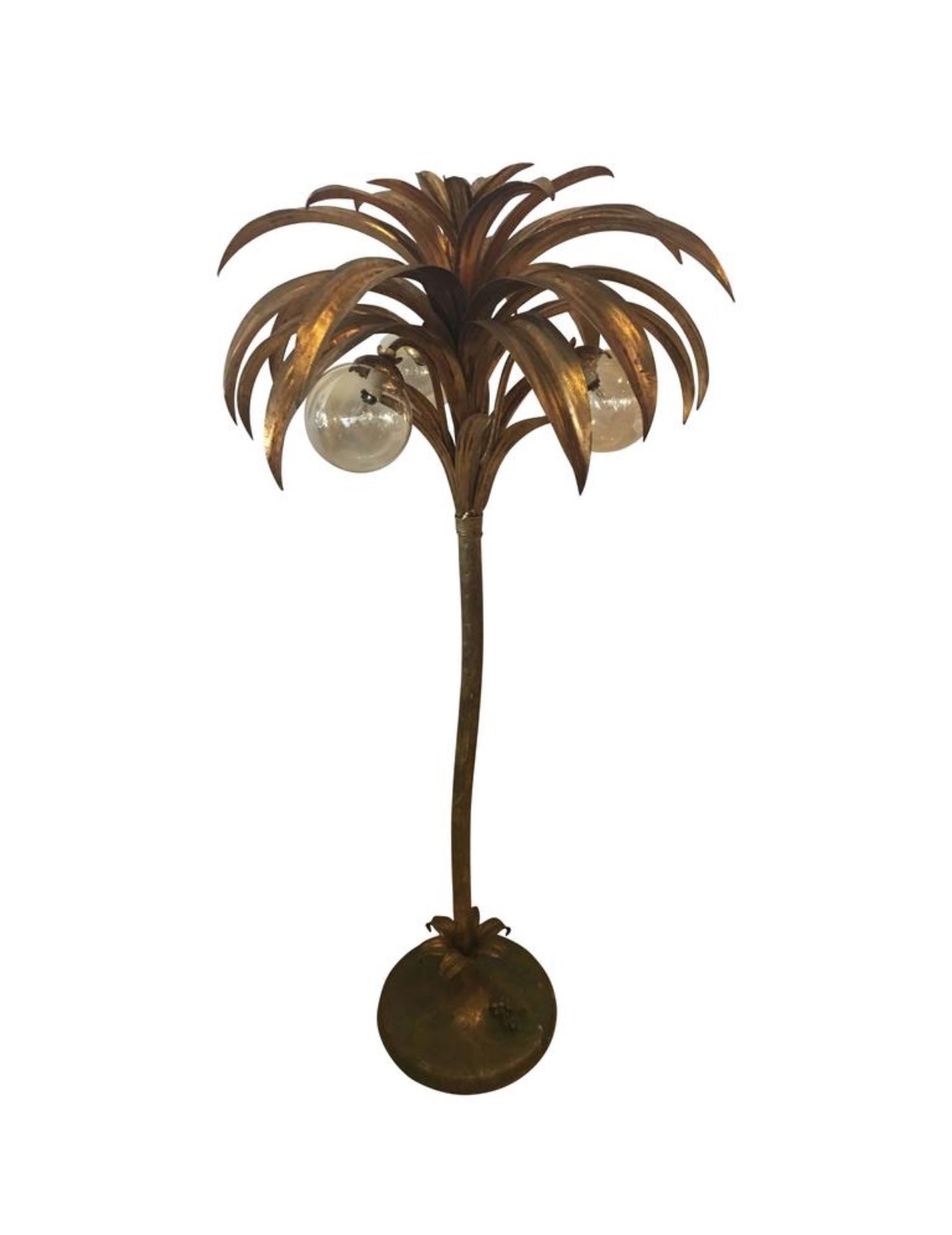 Sold palm tree floor lamp light brass gold tropical palm