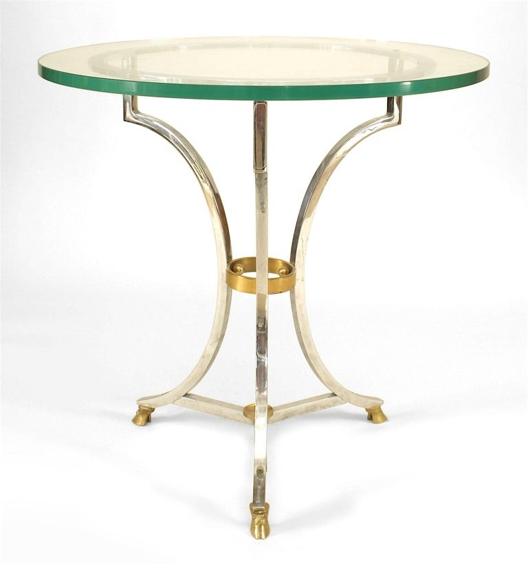 Stylish french brass and nickel plate end table for sale