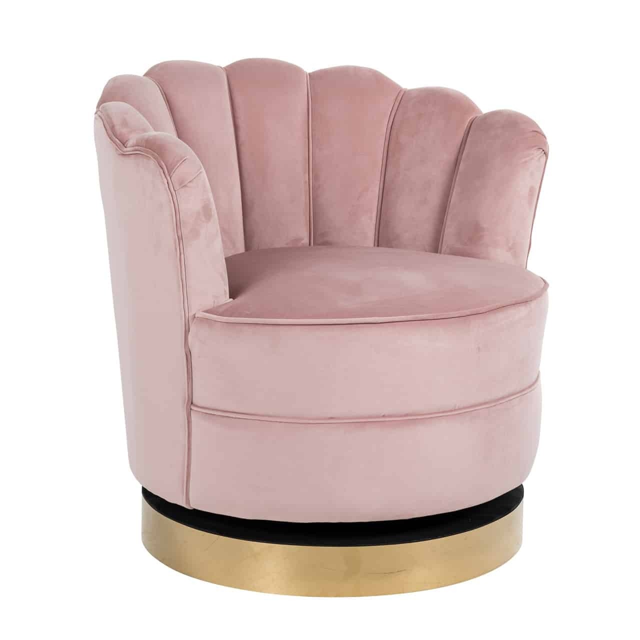 Swivel chair mila pink velvet mylestone interiors ltd
