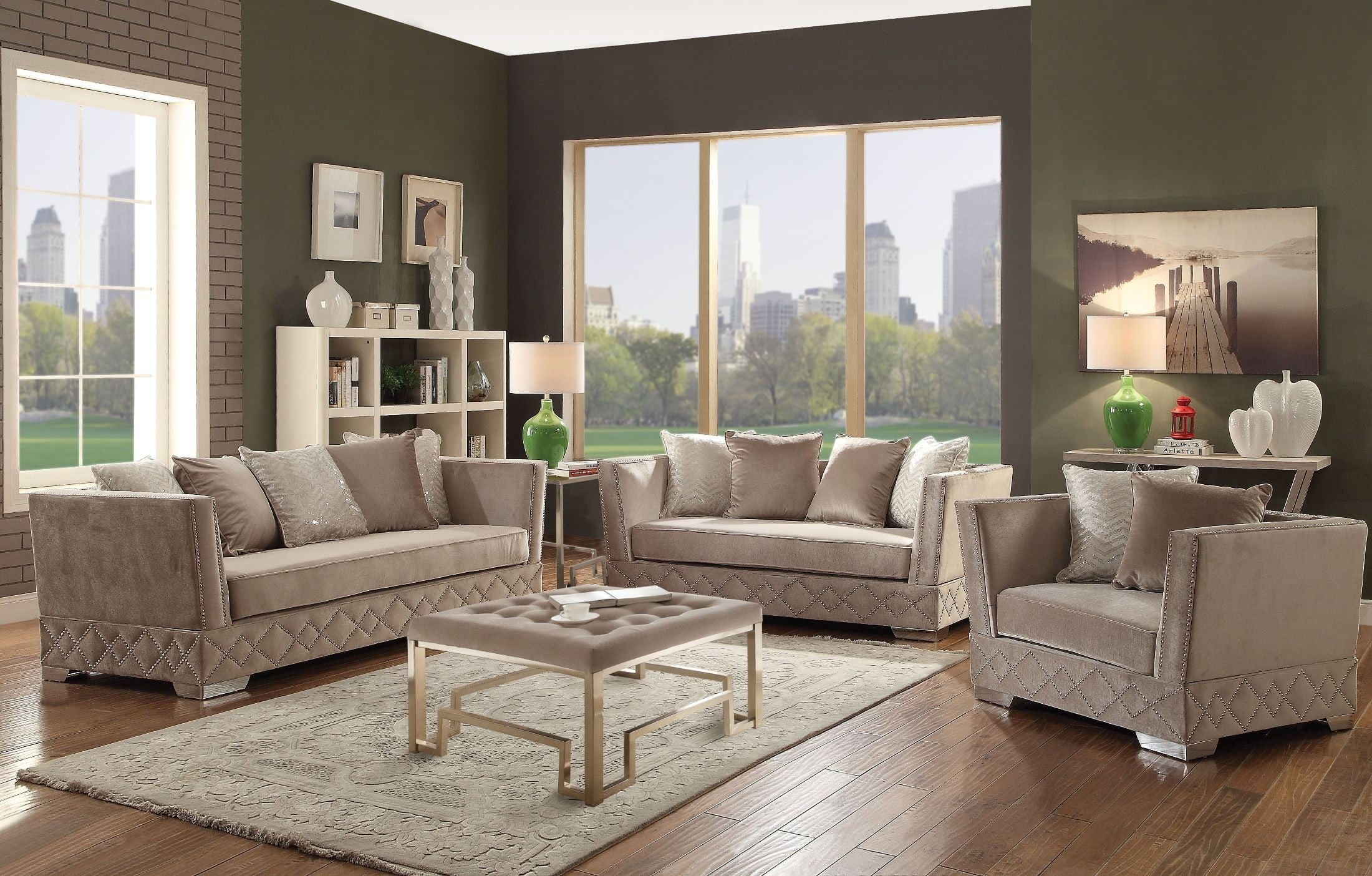 Tamara beige velvet living room set from acme coleman