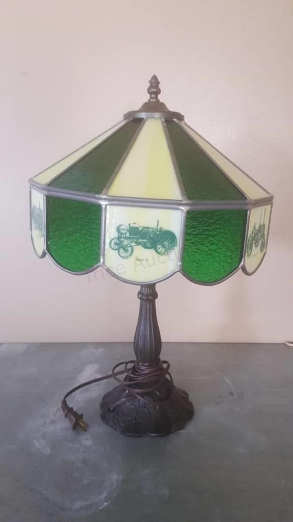 Tiffany style john deere table top lamp trice auctions