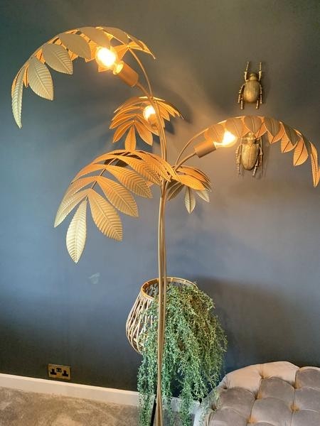 Tropical palm floor lamp olive and sage 1