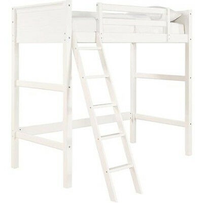 Twin bunk loft bed over desk with ladder kids teen
