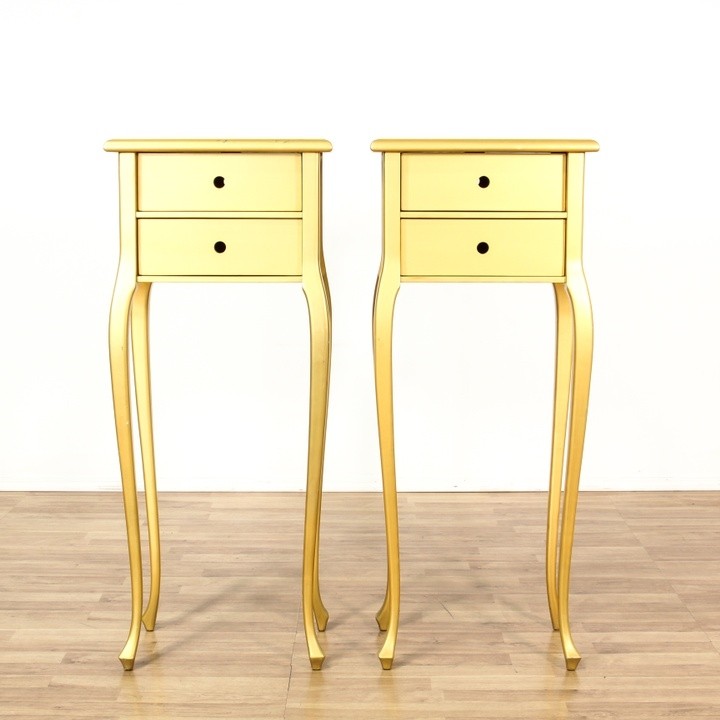 Unusual and very tall gold painted nightstands loveseat 1