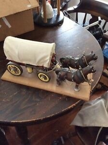 Vintage covered wagon horses electric lamp ebay