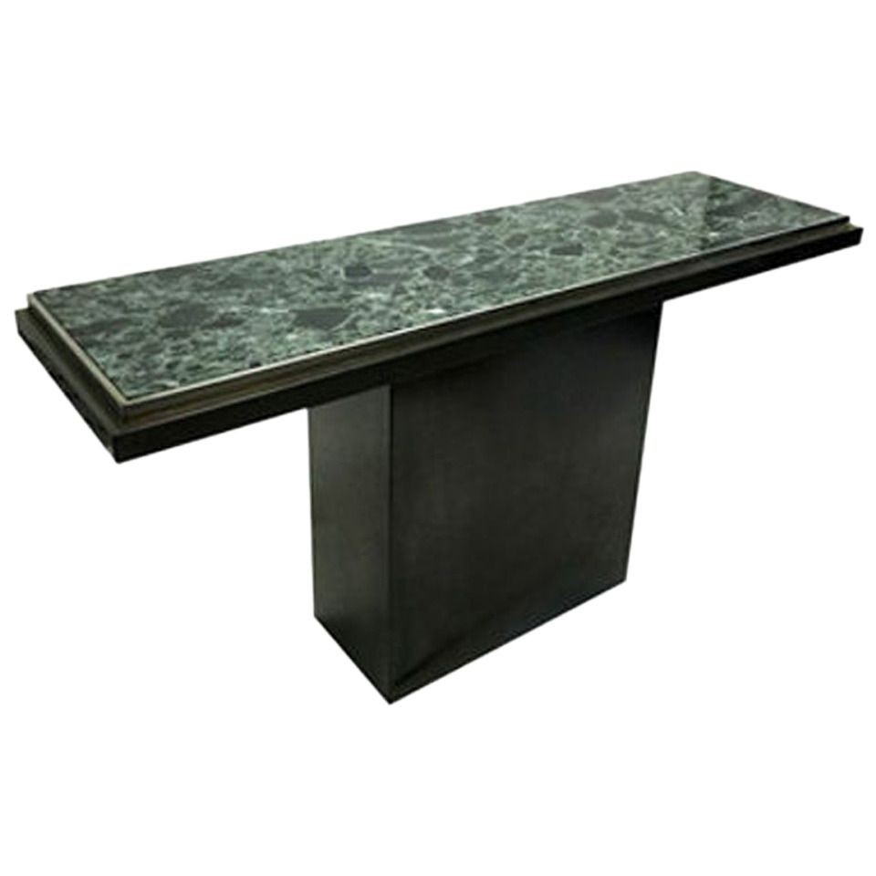 Vintage green marble pedestal console from a unique