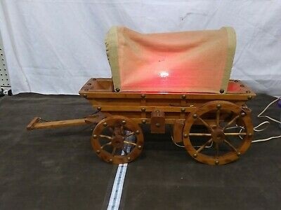 Vintage wooden western covered wagon stagecoach night 1
