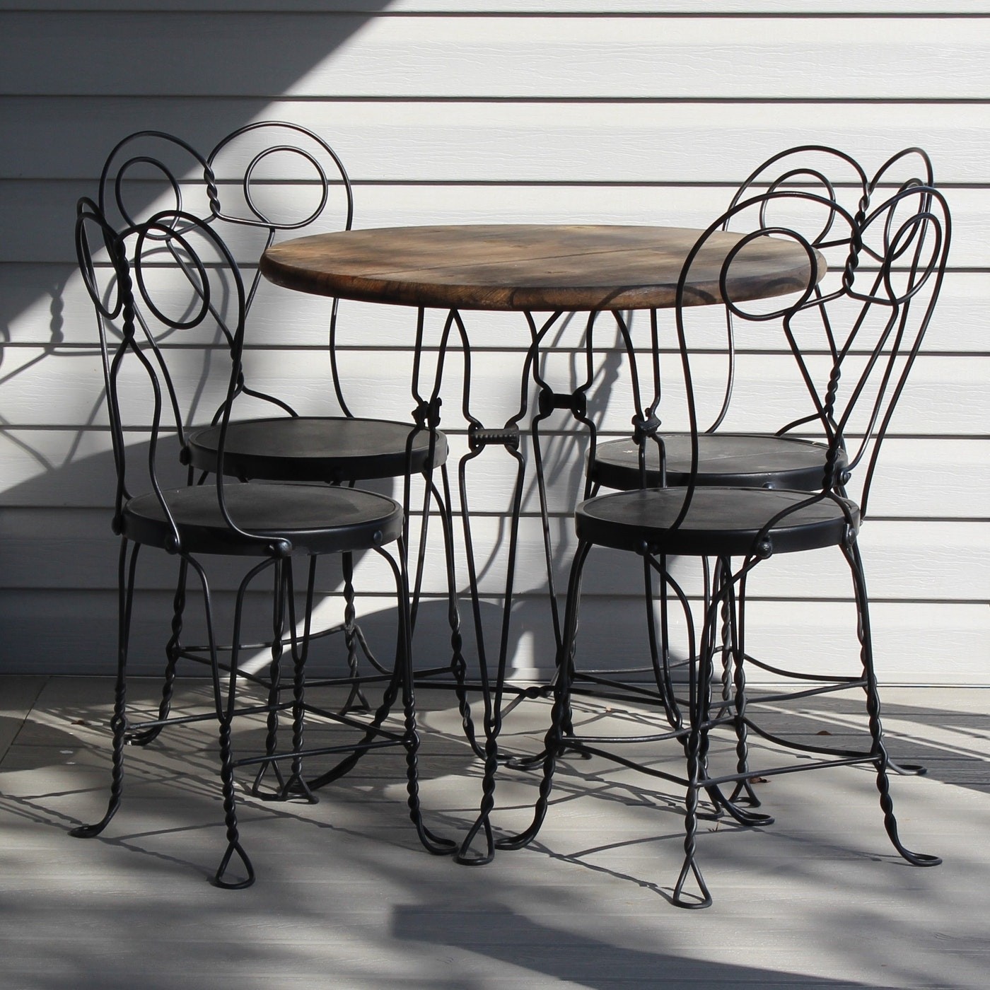 Vintage wrought iron soda shop table and chairs ebth 3