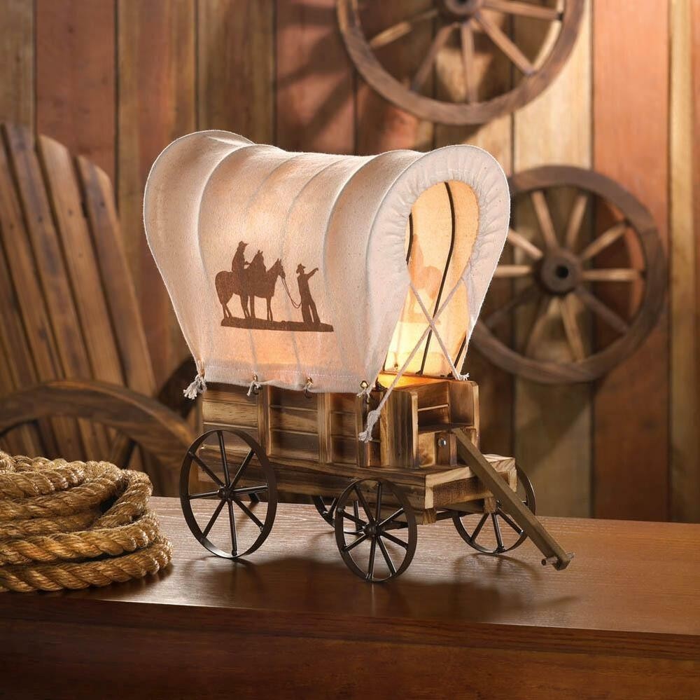 Western conestoga covered wagon electric lamp light