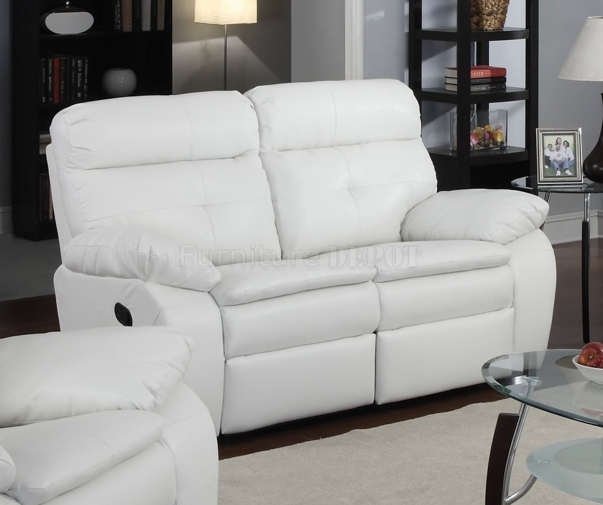 White leather reclining sofa 2