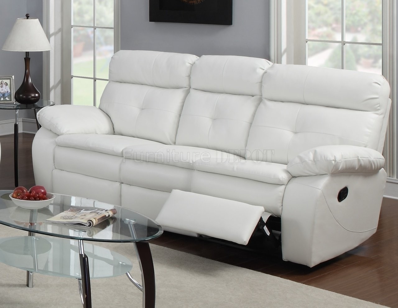 White leather reclining sofa 3
