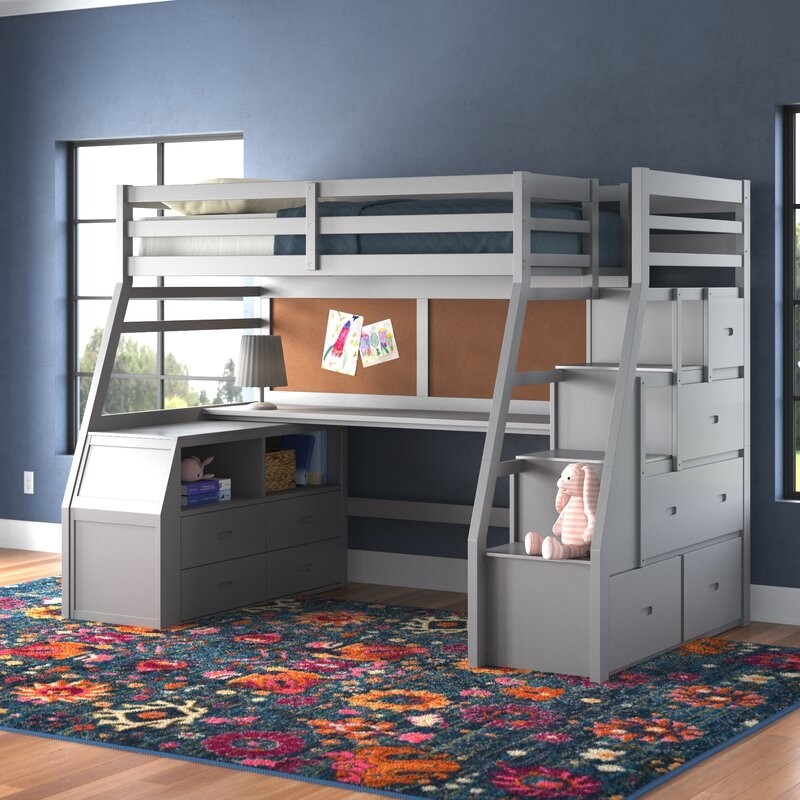 Zoomie kids jeramiah twin loft bed with shelves and 1