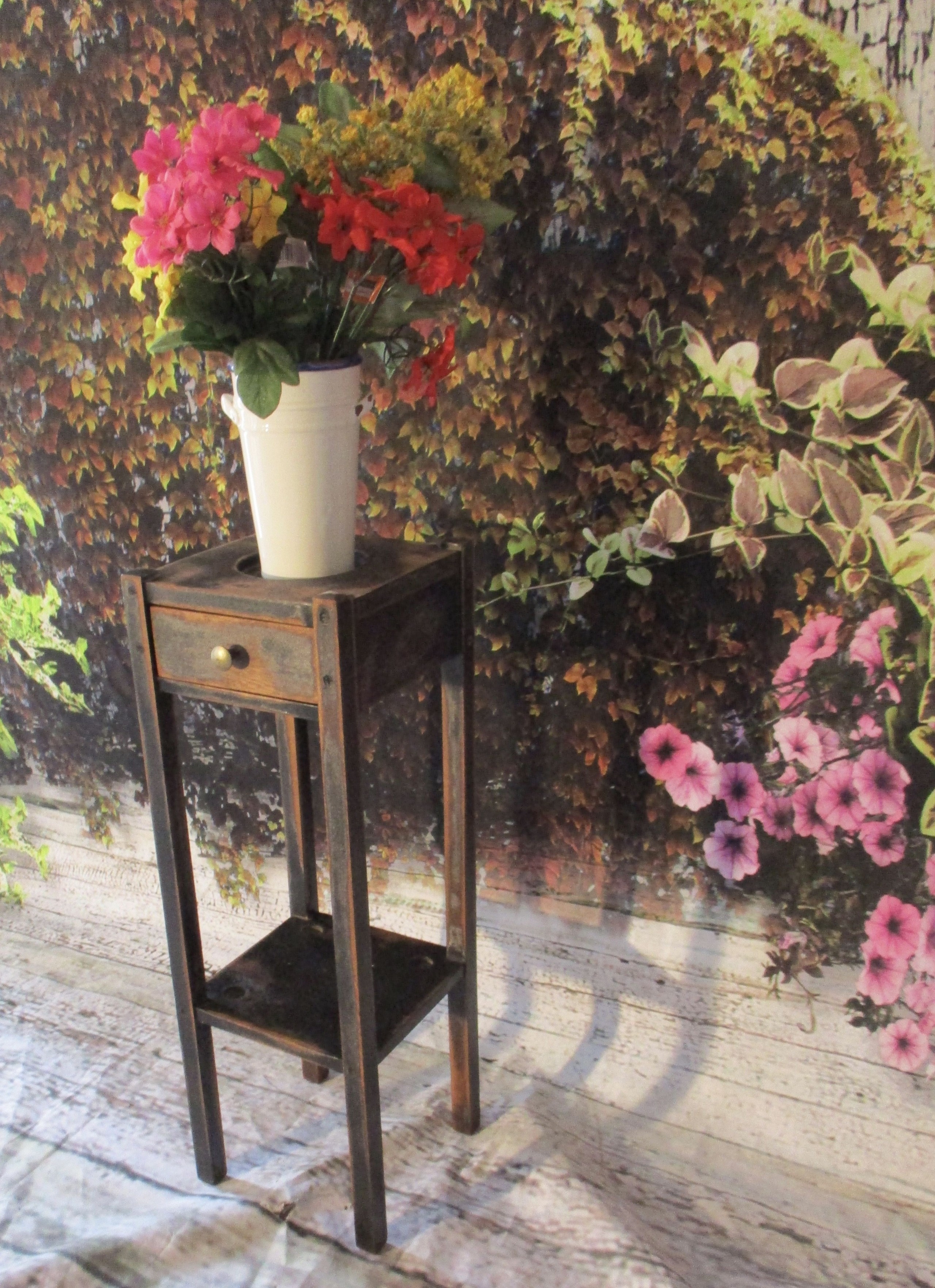 Antique 1 drawer shabby cottage chic plant stand