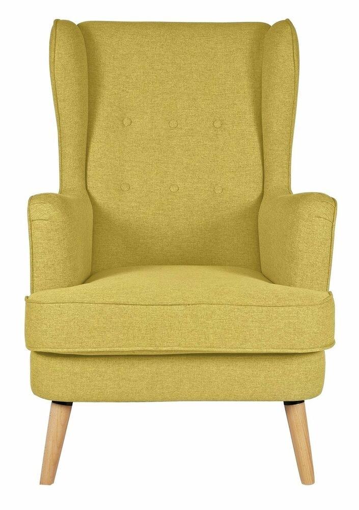 Argos home callie fabric wingback chair mustard yellow