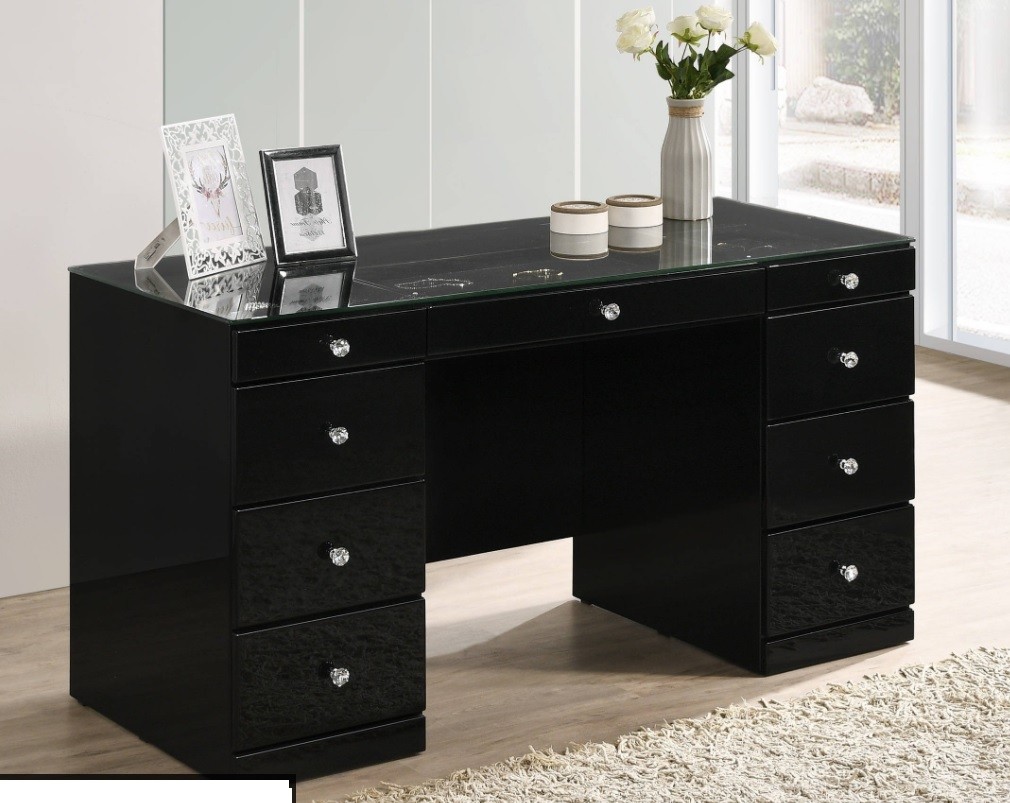 Avery black vanity desk and mirror b4850 casye furniture