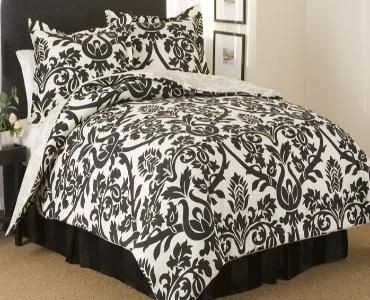 Black and white damask bedding home comforter sets