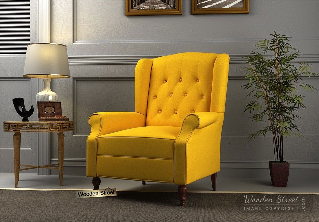 Buy botox wingback chair yellow blush online in india